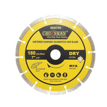 Disc diamantat segmentat 180x22.23mm, viteza max. 8500rpm, taiere uscata pentru beton, piatra, granit, marmura , Cod: DISPT15 , Brand: CROWNMAN
