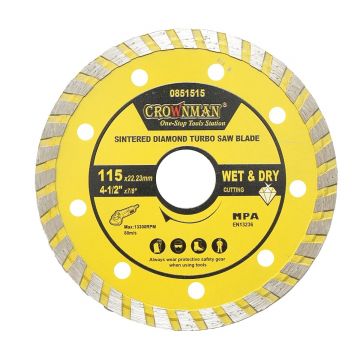 Disc diamantat turbo sinterizat 115x22.23mm, viteza max. 13300rpm, taiere umeda/uscata pentru piatra, gresie, ceramica, marmura , Cod: DISPT18, Marca: CROWNMAN