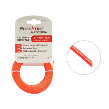 Fir rotund embosat pentru motocoasa 1.6mmx15m, Cod: BK99764, Brand: BRECKNER GERMANY