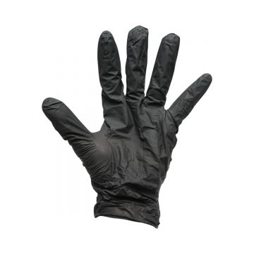 Manusi din nitril negre nepudrate cu textura aderenta pe degete, marimea XL, 100 buc/cutie, Cod: DISTT87