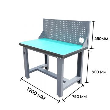 Masa, banc de lucru atelier cu priza 220V si panou perforat 1200x750x800+450mm, Cod: DISSY61