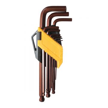 Set 9 chei imbus hexagonale T10-T50 (1.5-10mm) din otel tratat termic cu brat lung si cap sferic , Cod: DISPY24