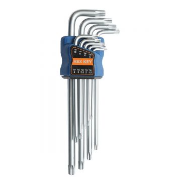 Set 9 chei imbus torx T10-T50 (1.5-10mm) cu brat lung si cap sferic Cr-V, Cod: DISPY23