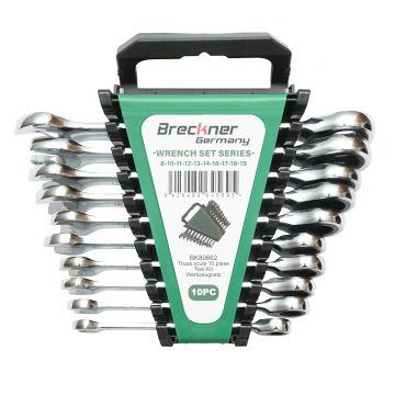 Set chei combinate fixe si inelare cu clichet 8-19mm 10 piese, Cod: BK80662, Brand: BRECKNER GERMANY