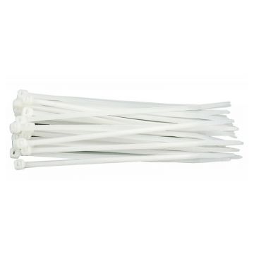 VOREL Legături pentru cabluri 100 x 2,5 mm alb (100 buc)