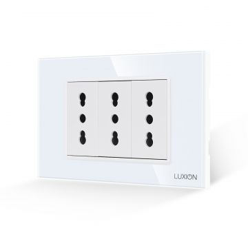 Priza Tripla cu Rama din Sticla LUXION, Standard Italian, 3M