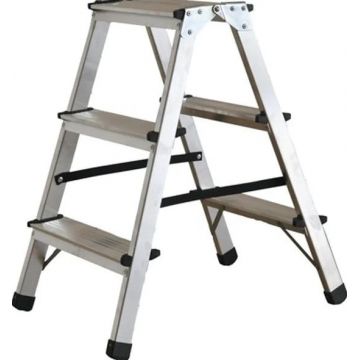 Scara aluminiu dubla 3+3 trepte, 58cm, 150kg, ROTOR KMH1203