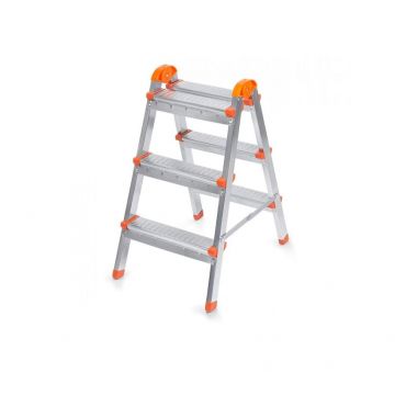 Scara pliabila din otel 3+3 trepte, 64cm inaltime, 120kg, 3.8kg Perilla 12503