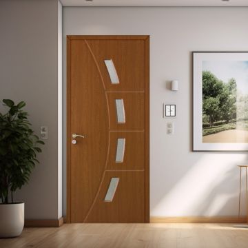 Usa de interior din lemn Modern  cu geam  OP-156 2000/700 Stejar Inchis