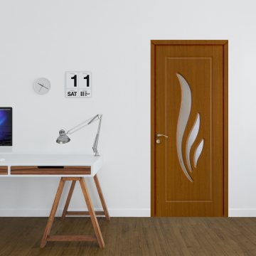 Usa interior din MDF  OP 071  reversibila  toc inclus  cu geam  stejar inchis  70 x 200 cm