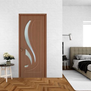 Usa interior din MDF  OP 154  reversibila  toc inclus  cu geam  stejar gri  60 x 200 cm