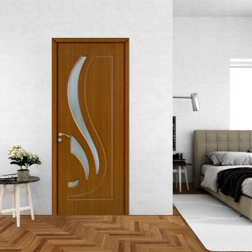 Usa interior din MDF  OP 154  reversibila  toc inclus  cu geam  stejar inchis  60 x 200 cm