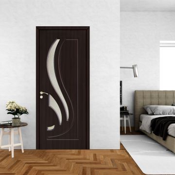 Usa interior din MDF  OP 154  reversibila  toc inclus  cu geam  wenge  80 x 200 cm