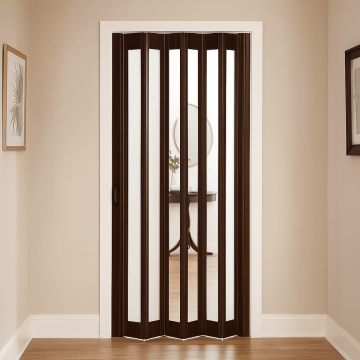 Usa plianta interior  cu geam 1/1 Prestij  din PVC  nuc  850/2030 mm