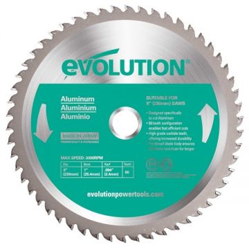 Disc pentru fierastrau circular, taiere aluminiu Evolution A230TCT-80CS-0460, O230 x 25.4 mm, 80 dinti