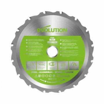 Disc pentru fierastrau circular, taiere multifunctionala Evolution FURYBLADE165MULTI-8063, O165 x 20 mm, 14 dinti