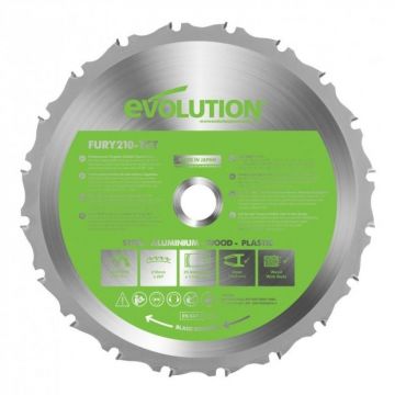 Disc pentru fierastrau circular, taiere multifunctionala Evolution FURYBLADE210MULTI-9967, O210 x 25.4 mm, 20 dinti