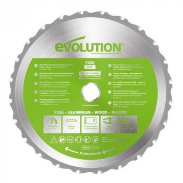 Disc pentru fierastrau circular, taiere multifunctionala Evolution FURYBLADE255MULTI-3185, O255 x 25.4 mm, 24 dinti