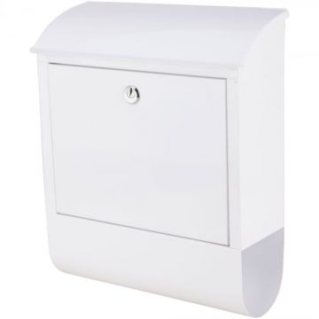Cutie postala pentru exterior cu suport pentru ziare, Aluminiu, Alb, 29x11x34 cm