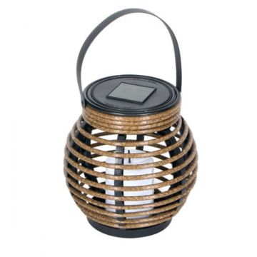 Felinar Led solar cu maner, Plastic, Negru, 15x15 cm