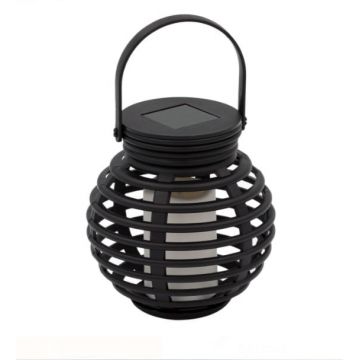 Felinar Led solar pentru masa, Negru, Plastic, 11x11 cm