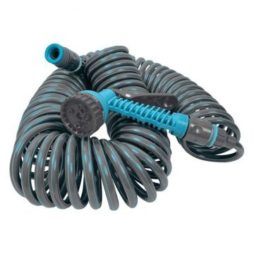 Furtun spiralat pentru udare si pistol, Verde,20 m