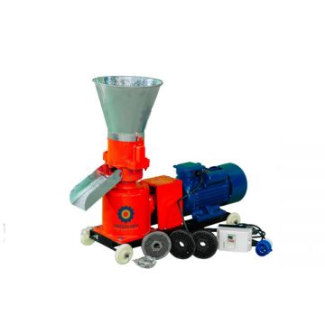 Granulator furaje KL-125, 130 Kg/h, motor inclus de 3Kw, 3 matrite, transmisie reductor, monofazat 230V