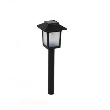 Lampa Led solara cu lumina tip flacara, Plastic, Negru, 37 cm