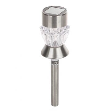 Lampa LED solara , Design Cristal, Argintiu, Plastic, 33 cm
