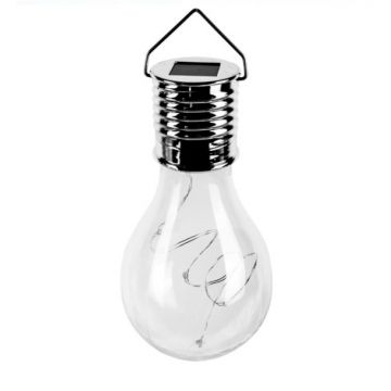 Lampa Led solara tip Bec cu agatatoare, Argintiu, Sticla