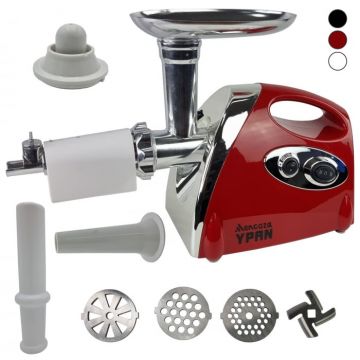 Masina de tocat carne 4 in 1 Mencoza by Ypan, 2500W, accesoriu suc de rosii, carnati, chitfele, 3 site, functia revers, motor cupru