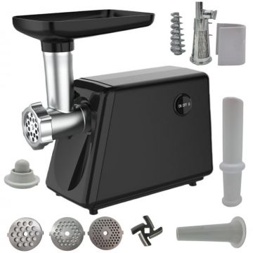 Masina de tocat carne 4 in 1 Ural Campion, 7 stele ,  3500W, 3 site incluse, accesoriu rosii, carnati, chitele kebe, Neagra