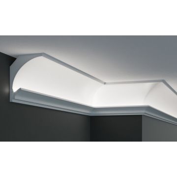 Profil pentru banda LED din polistiren extrudat acoperit cu rasina minerala KD201 - 11.5x9x115 cm