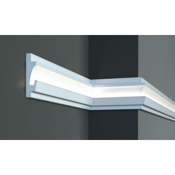 Profil pentru banda LED din polistiren extrudat acoperit cu rasina minerala KD401 - 12.5x3.5x115 cm