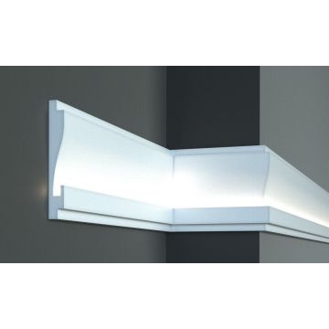 Profil pentru banda LED din polistiren extrudat acoperit cu rasina minerala KD404 - 18x2.5x115 cm