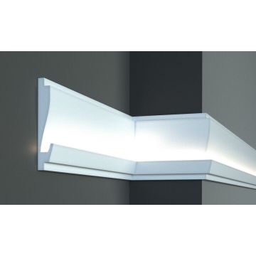 Profil pentru banda LED din polistiren extrudat acoperit cu rasina minerala KD405 - 18x3.5x115 cm
