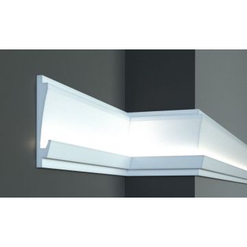 Profil pentru banda LED din polistiren extrudat acoperit cu rasina minerala KD406 - 18.5x3.5x115 cm