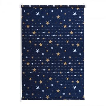 Roleta textila translucida pentru copii, Design Stelute , Albastru, 62 x 170 cm
