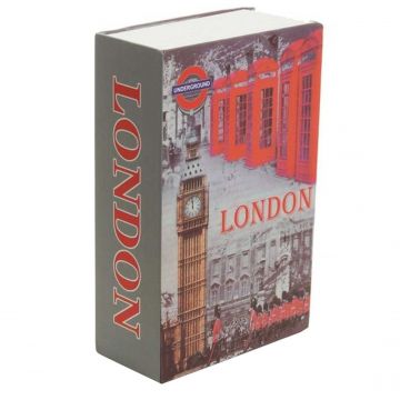 Seif secret tip carte ,   cu cheie, model London Vibe, 24 x 15 cm