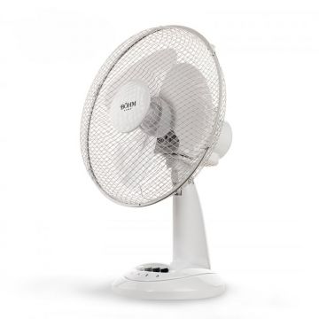 Ventilator de birou Bohm 12  , 40W, 3 viteze, cablu 1.5m, Alb