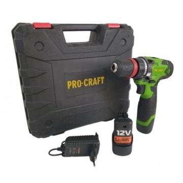 Autofiletanta cu Acumulator Procraft Industrial PA12Li DFR, 12V, 2Ah, Mandrină Detasabilă, 350-1200 rpm