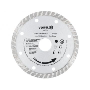 Disc Diamantat Turbo Vorel 115 mm, Taiere Rapida Beton si Piatra