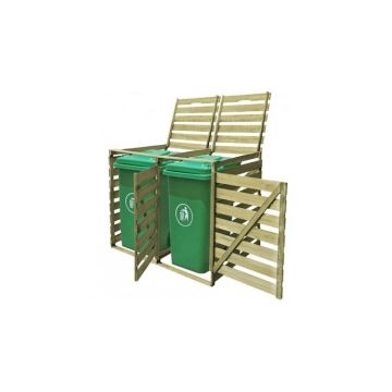 Magazie gradina din lemn tratat pentru 2 pubele