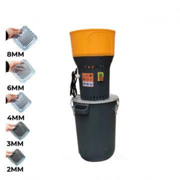 Moara HOLZ MILL-25 pentru Faina/Malai Alimentar, Zahar Pudra si Cereale Furajere, galeata plastic, 5 site