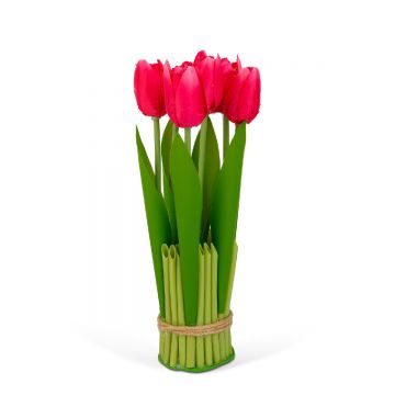 Planta artificiala decorativa - Lalea rosie - 26 x 6,5 cm