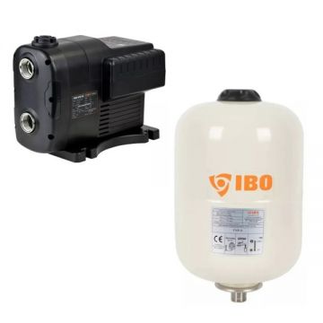 Pompa Pentru Ridicarea Presiunii cu Invertor (convertizor de frecventa) Incorporat, VIRAL AUTO 750, 750W, 92l/min, H ref 45m + Vas expansiune IBO Dambat Italy, 8 litri, vertical cu diafragma, pentru apa calda si rece, IBO Polonia