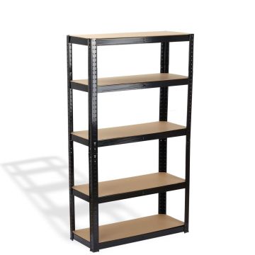 Raft Negru pentru Depozitare 90Wx45Dx180Hcm din Oțel ROTOR – Capacitate Mare și Design Modern