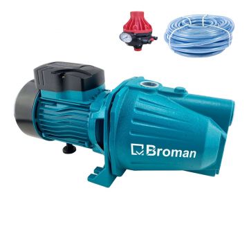 Set pompare complet: Pompa apa autoamorsanta Broman JET100L, 1800W, 60 l/min, H refulare 48m + Prescontrol automat Elefant EWPC-3, 1.1kW, racord 1