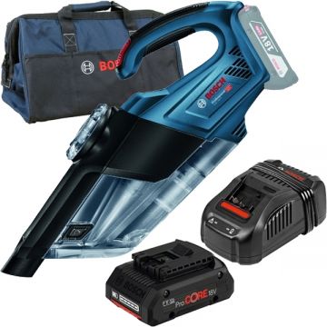 Bosch  GAS 18V-1 + ProCORE + GAL 1880 CV + 1619BZ0100 - Aspirator 60 mbar + Set acumulator si incarcator Li-Ion 18 V 4 Ah + Geanta textila