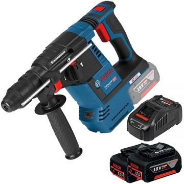 Bosch  GBH 18V-26 + 1600A00B8J - Rotopercutor SDS-Plus 2.6 J + Set 2 acumulatori si incarcator Li-Ion 18 V 5 Ah
